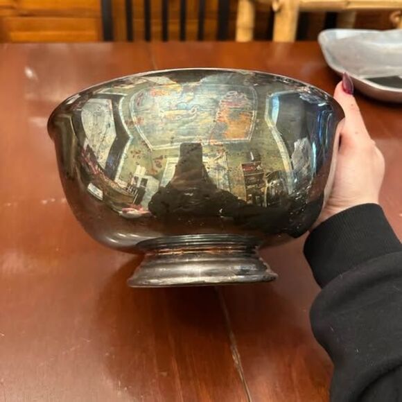 Vintage 1960’s Reed & Barton Blue Silver Footed Bowl #105 - Picture 5 of 8